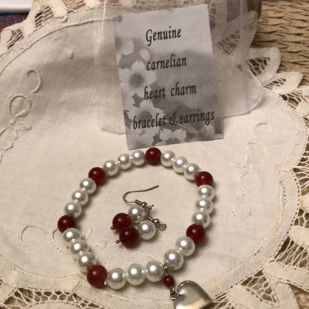 Bracklet and Earrings Genuine Carnelian